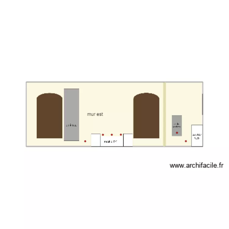 Mur est 2 fen&ecirc;tres. Plan de 