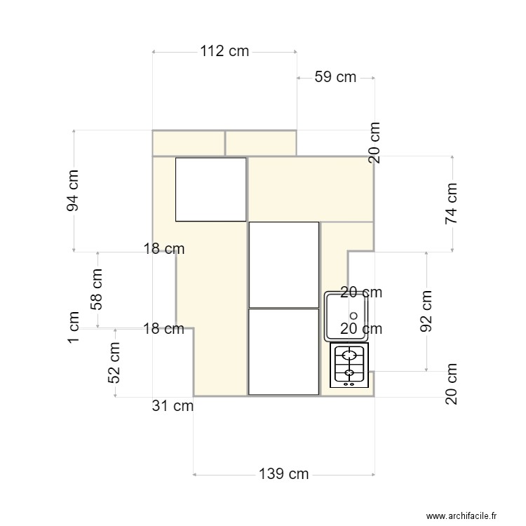 van. Plan de 5 pièces et 3 m2