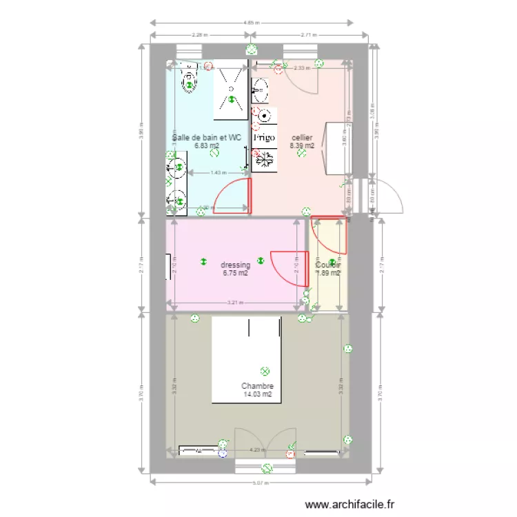 extension 4 pi&egrave;ces 38m hab 25 AVRIL. Plan de 
