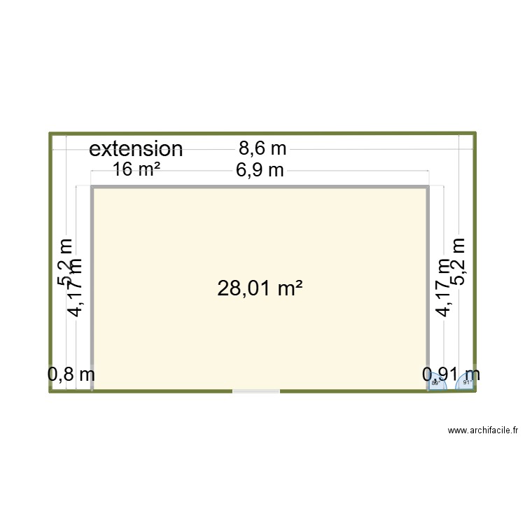 bergerie extention 2. Plan de 2 pièces et 44 m2