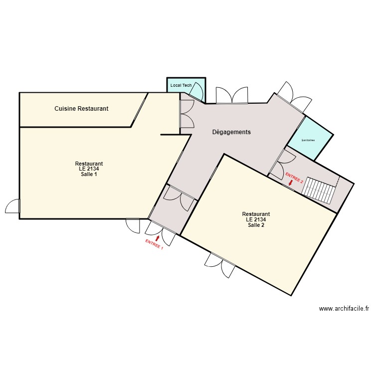 arcs 2000 restaurant ph2. Plan de 6 pièces et 114 m2