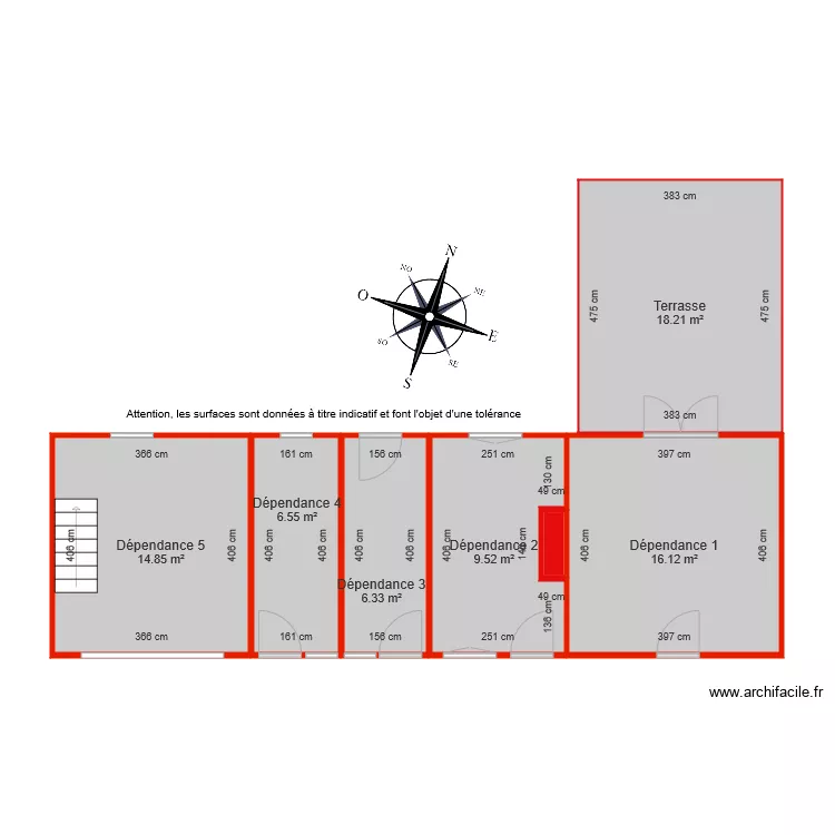 BI 5706 d&eacute;pendances c&ocirc;t&eacute;es. Plan de 