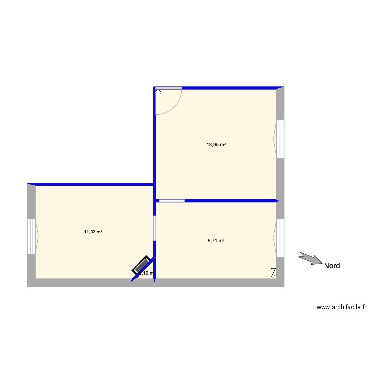 Louis Pasteur Avant (De Masse). Plan de 4 pièces et 35 m2