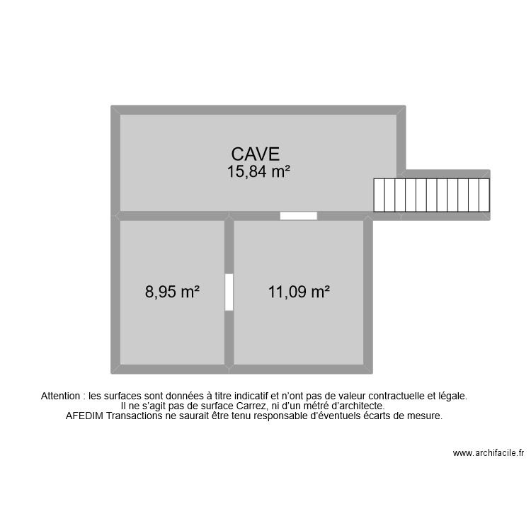 BI 10160 SOUS SOL. Plan de 4 pièces et 37 m2