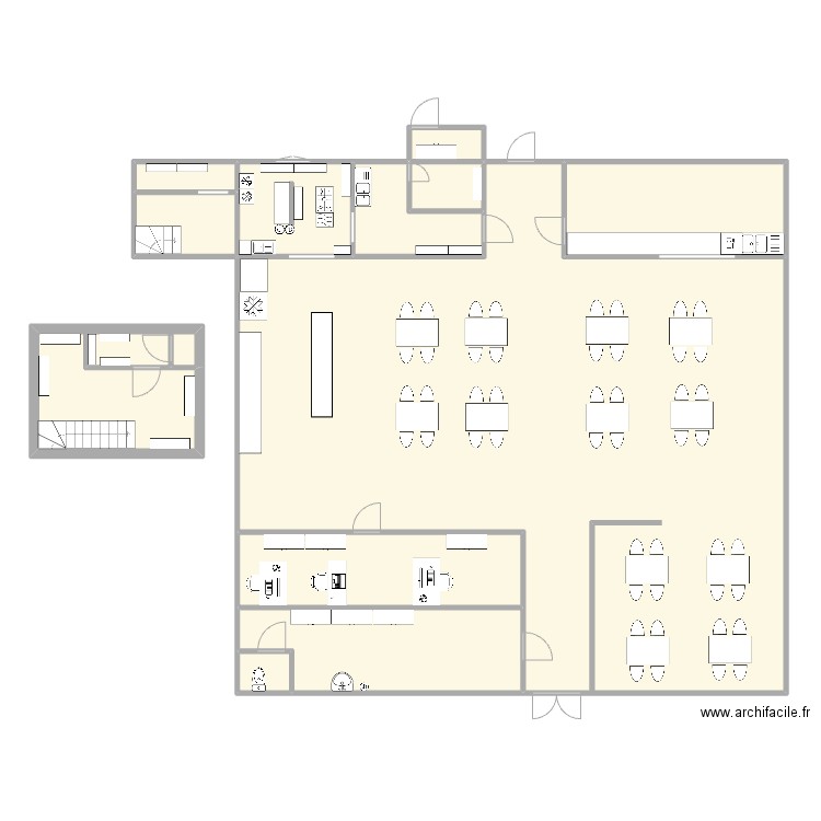 Plan cuisine. Plan de 12 pièces et 262 m2