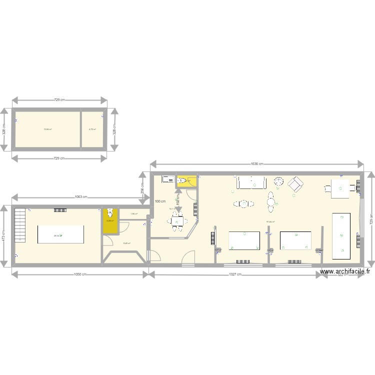 Local Bisons 3e version elec. Plan de 13 pièces et 168 m2