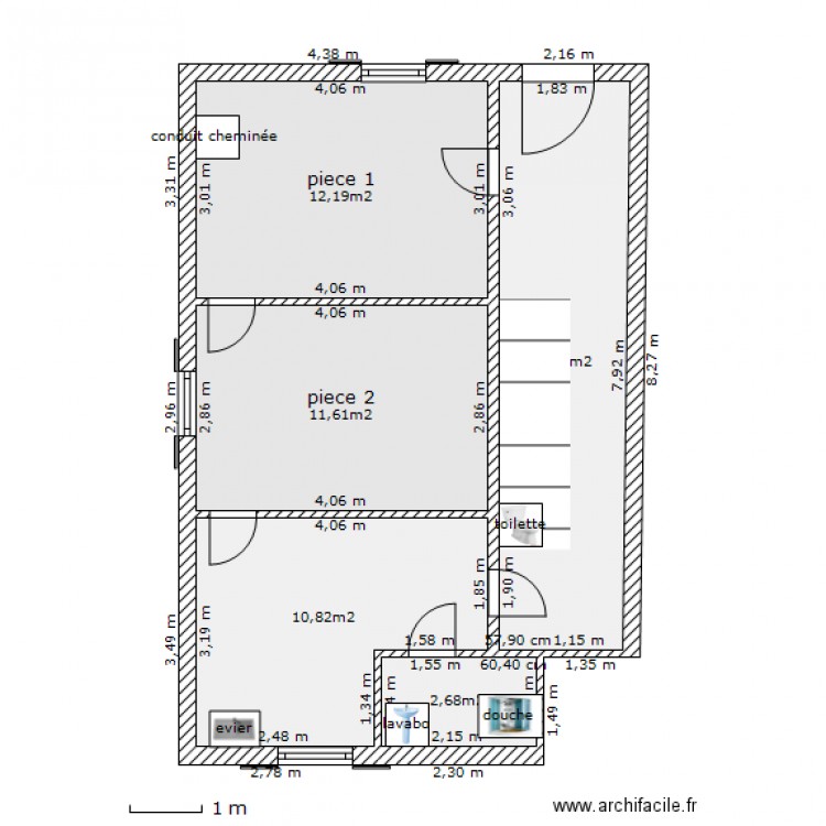 Rdc Vizille avant trravaux. Plan de 0 pièce et 0 m2