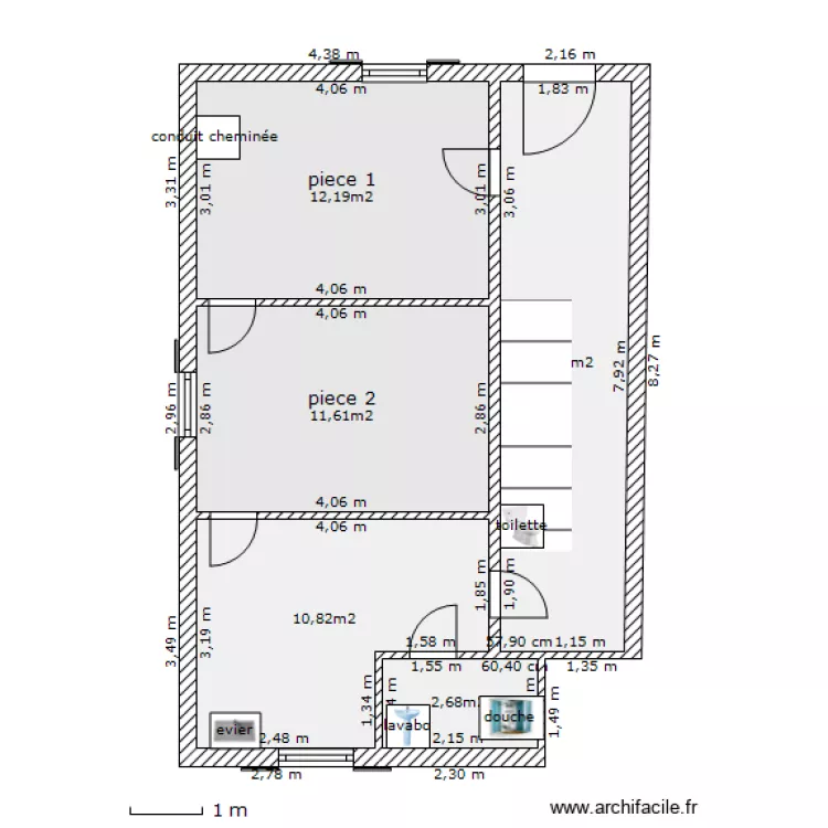 Rdc Vizille avant trravaux. Plan de 