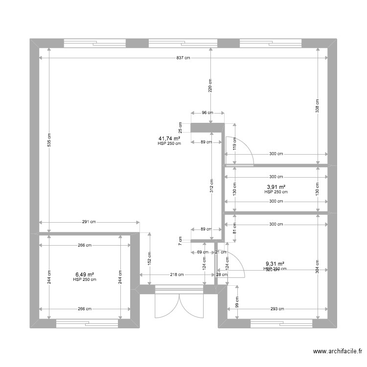 Plans Villa Celya RDC. Plan de 4 pièces et 61 m2