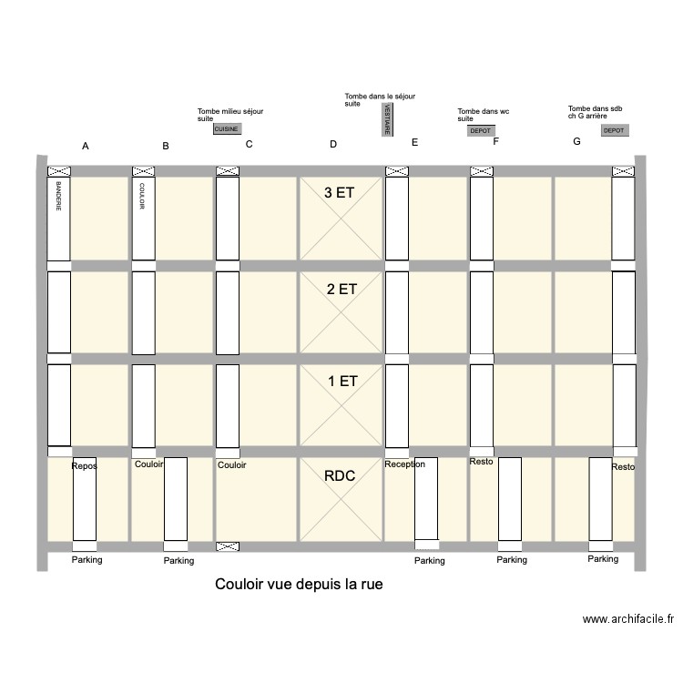 Emplacement gaines techniques arrières. Plan de 0 pièce et 0 m2