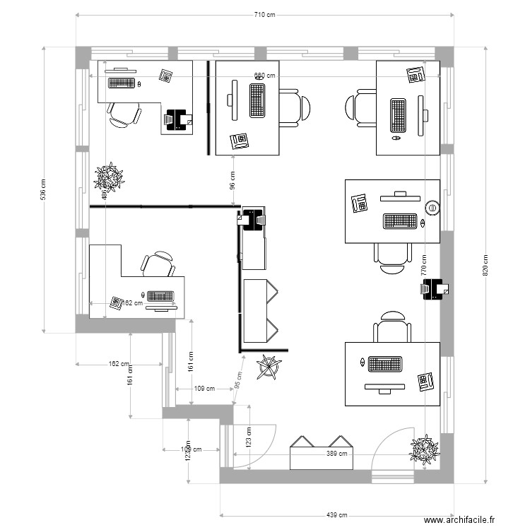 AMENAGEMENT BUREAU OPEN 2. Plan de 1 pièce et 45 m2