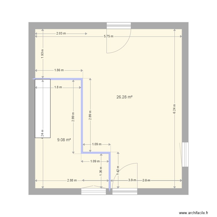 Maison Bleue. Plan de 0 pièce et 0 m2