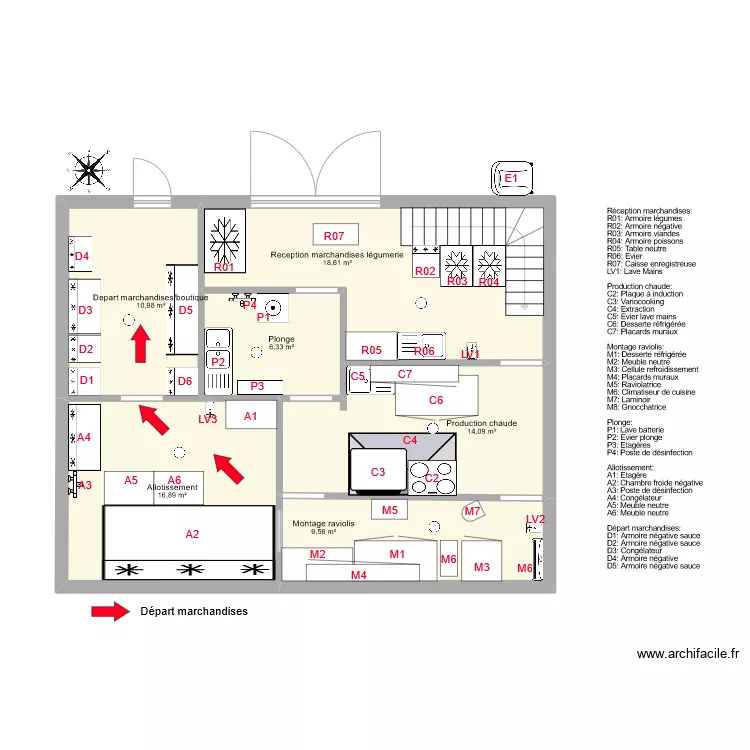 RDC plan flux départ marchandises. Plan de RDC plan flux départ marchandises. Plan de