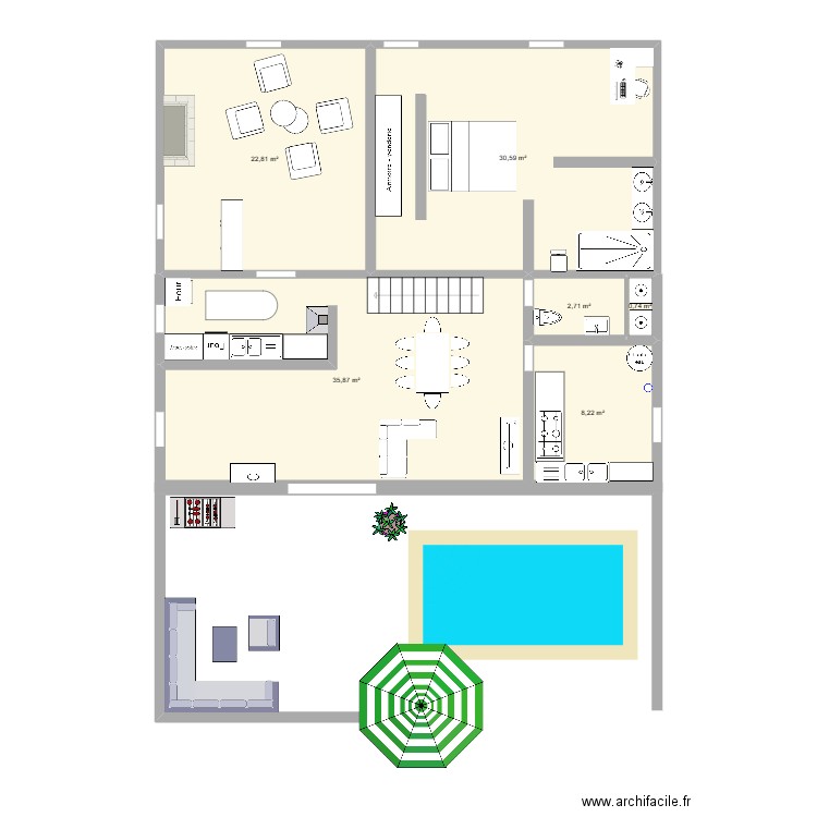 maison 2. Plan de 6 pièces et 101 m2