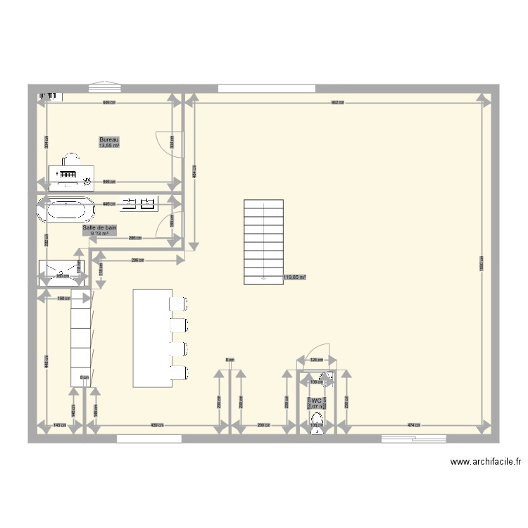 cheyen. Plan de 4 pièces et 145 m2