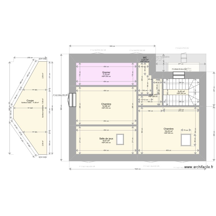 Tronquet. Plan de 23 pièces et 211 m2