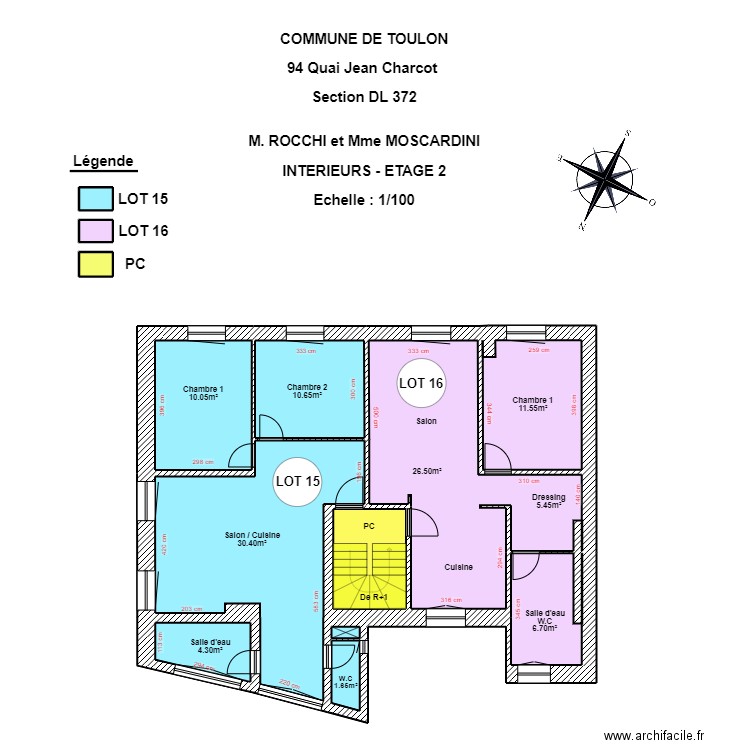 ROCCHI MOSCARDINI. Plan de 13 pièces et 118 m2