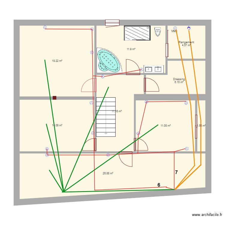 Appart niveau 2 PC et lignes dédiées. Plan de 0 pièce et 0 m2