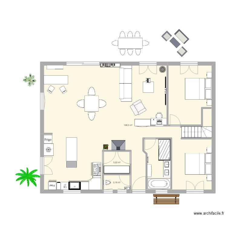 reconstruction interieur proposition 1. Plan de 3 pièces et 114 m2