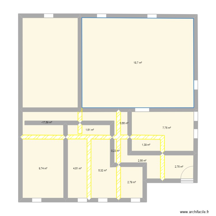 Appart 126m² Neuilly. Plan de 13 pièces et 83 m2