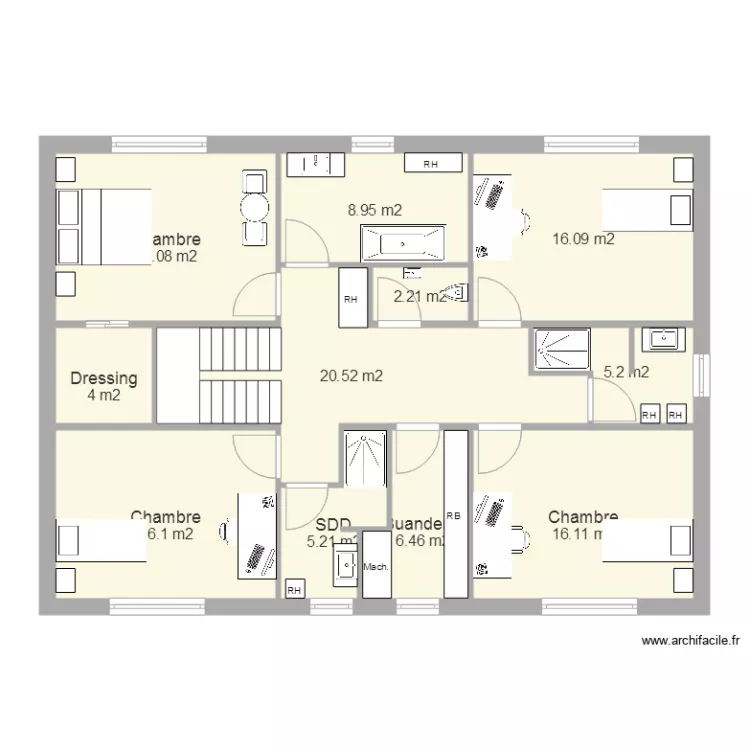 Maison Etage 26bis 10x14. Plan de 