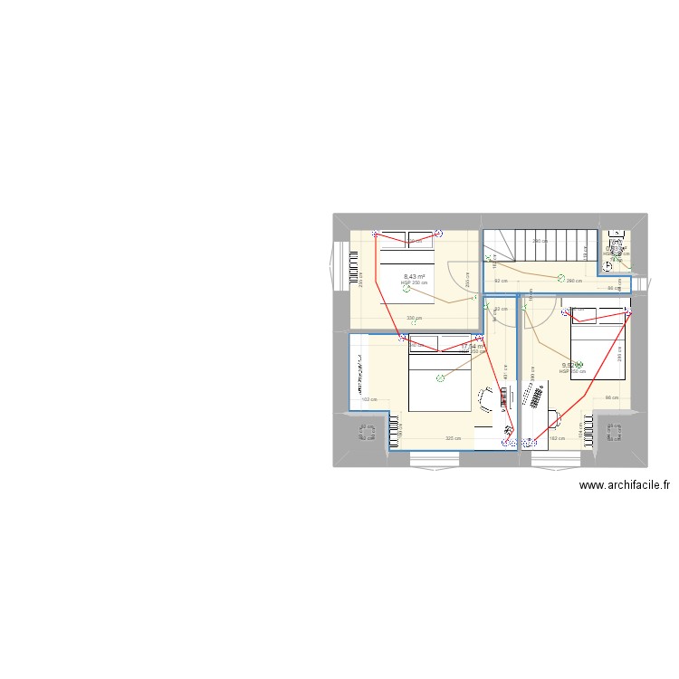 R+1 Project GOFFIC - Electricité. Plan de 6 pièces et 38 m2