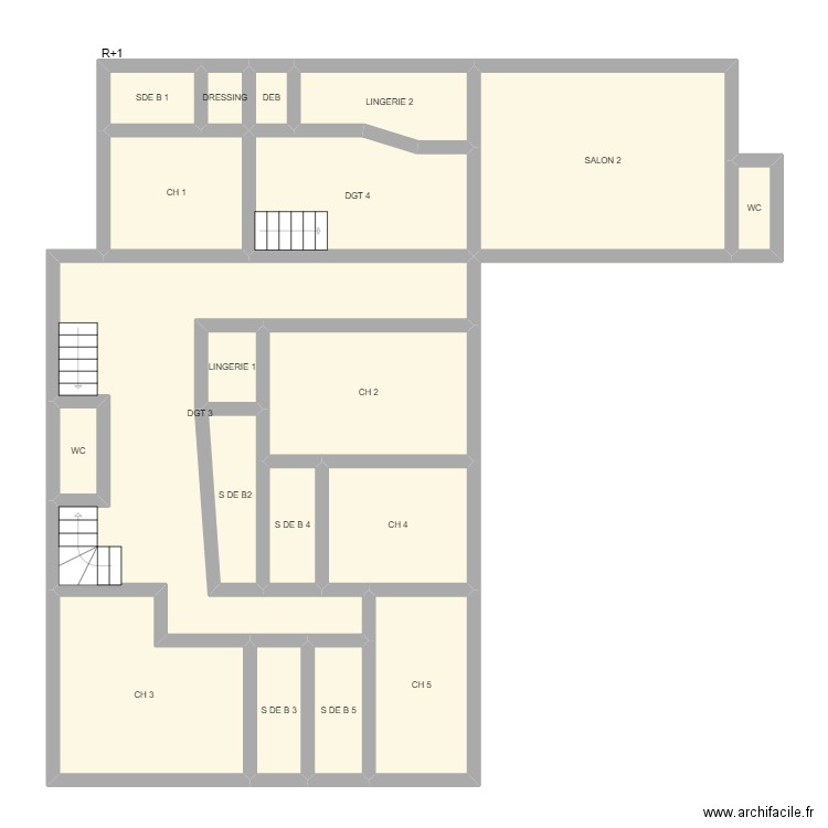 CASTELLIUM R+1. Plan de 19 pièces et 123 m2