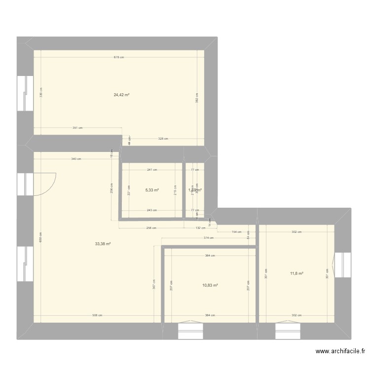 presbytère apres travaux. Plan de 6 pièces et 87 m2