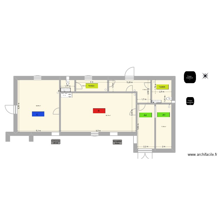 plan atelier maroc Géneral. Plan de 5 pièces et 132 m2