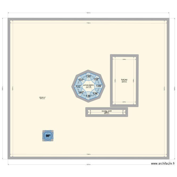 feuillet r+7 AG. Plan de 5 pièces et 296 m2