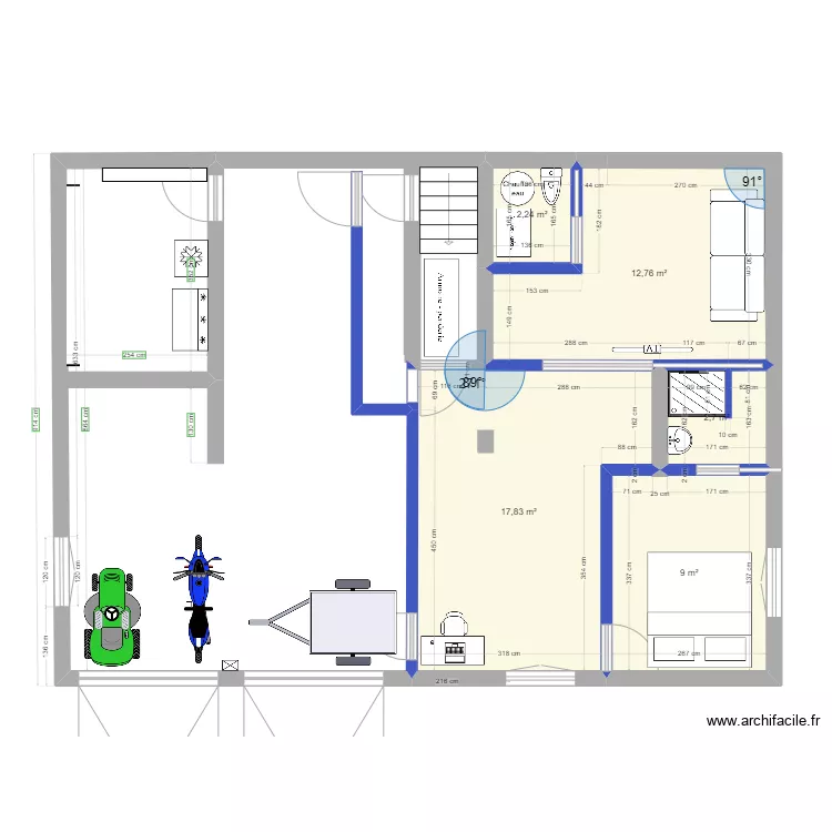 Garage avec sdb 2. Plan de 