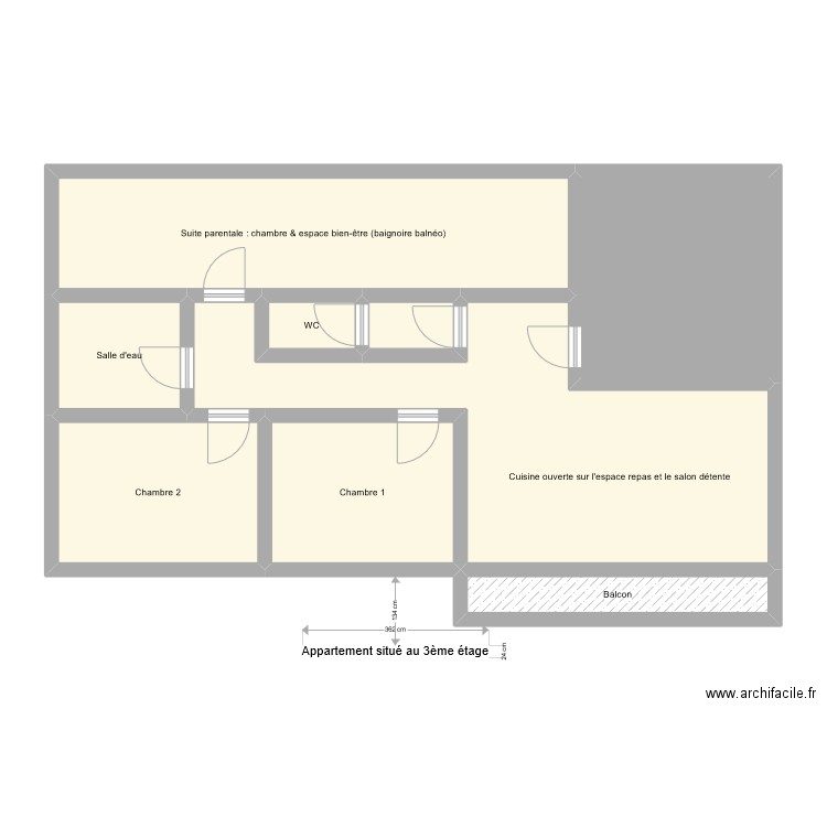 GR4238. Plan de 9 pièces et 96 m2