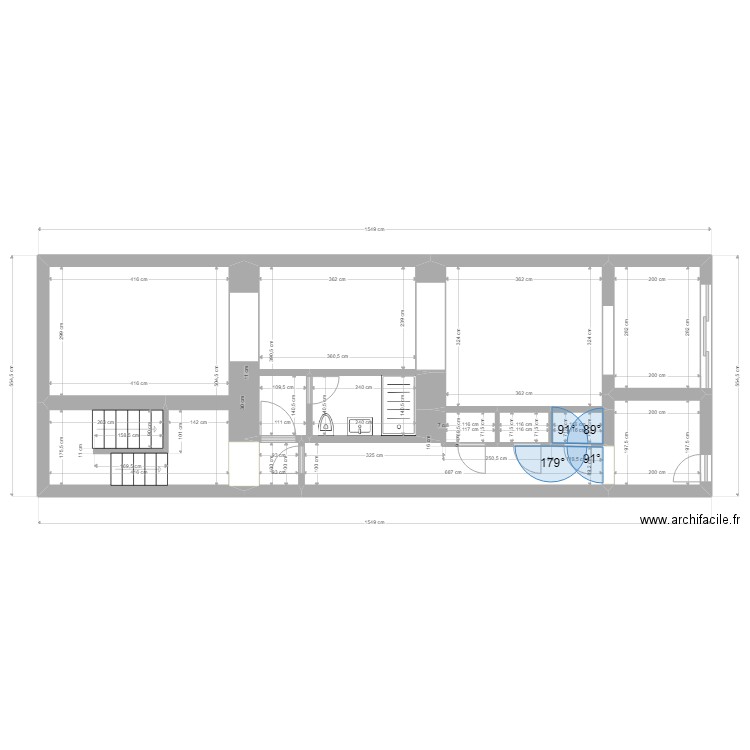 plan studio 3 caves . Plan de 10 pièces et 64 m2