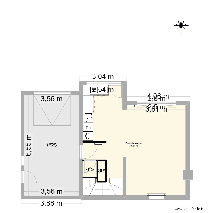 Cité de la Chaussée post Travaux. Plan de 4 pièces et 64 m2