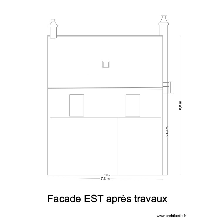 facade est après travaux. Plan de 0 pièce et 0 m2