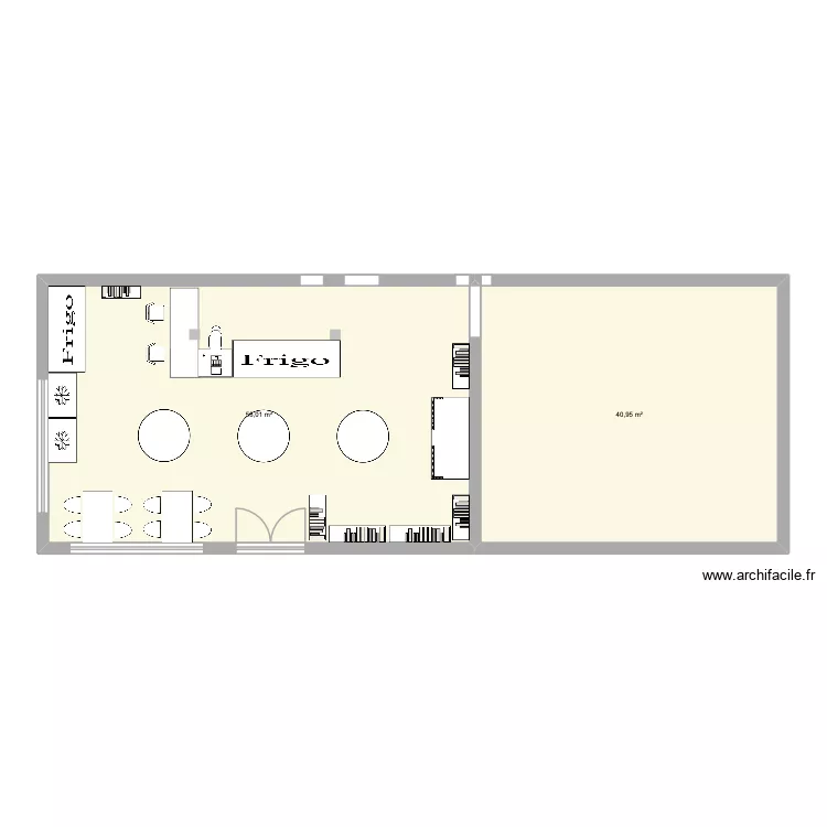 La Brouette Gourmande. Plan de 2 pièces et 99 m²