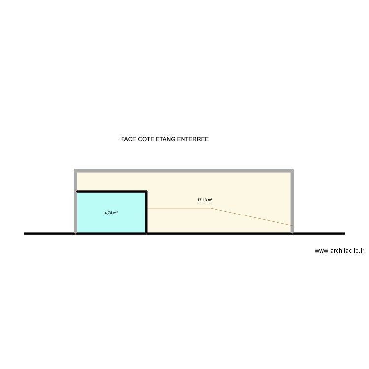 FACE COTE ETANG ENTERREE . Plan de 2 pièces et 22 m2