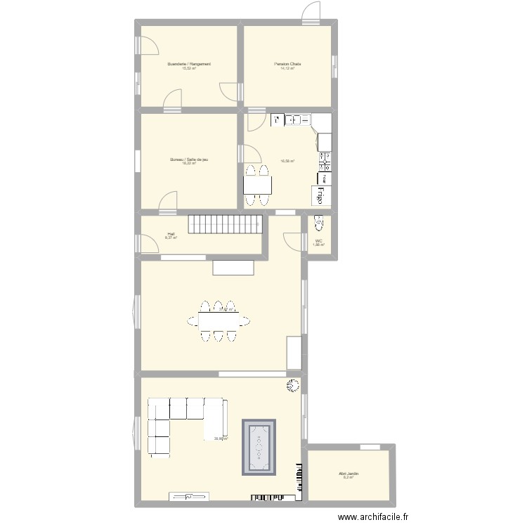 Courtijat - RC - Projet 3. Plan de 9 pièces et 161 m2