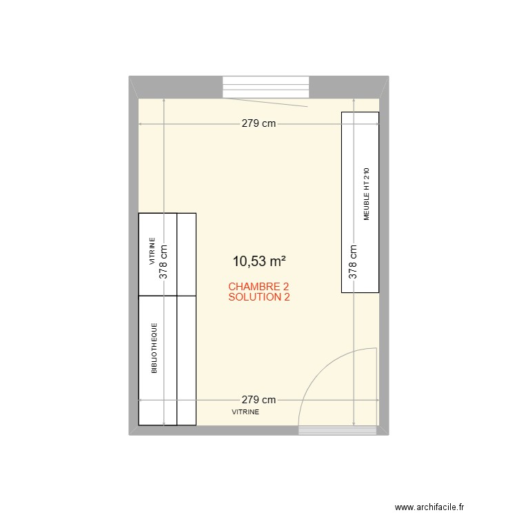 CHAMBRE 2 SOLUTION 2. Plan de 1 pièce et 11 m2