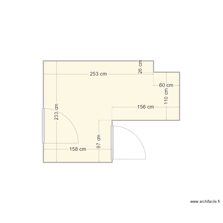 sdb présidant. Plan de 1 pièce et 6 m2