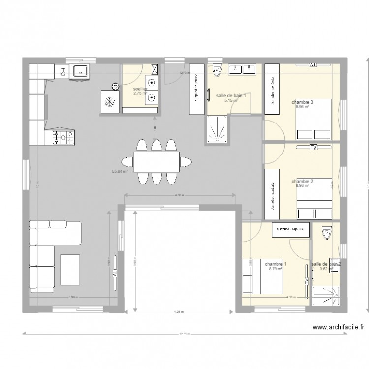 maison  en u  petite. Plan de 0 pièce et 0 m2