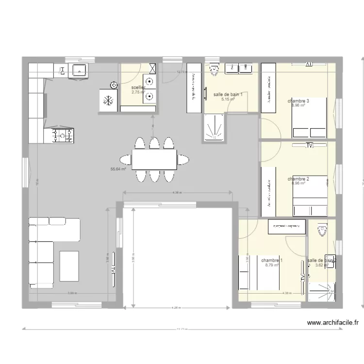 maison  en u  petite. Plan de 