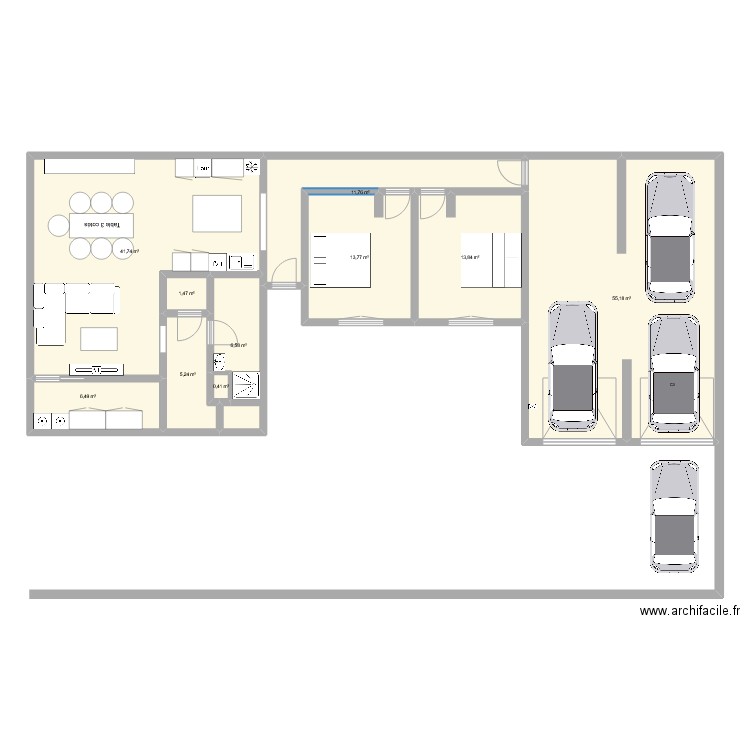 Maison Bacarat. Plan de 10 pièces et 156 m2