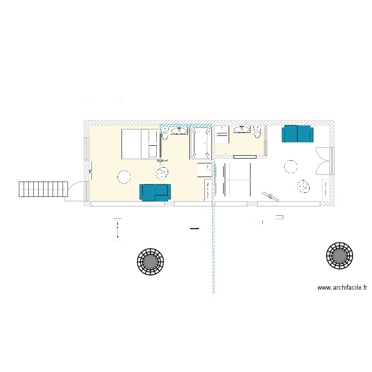 Studio 211221. Plan de 1 pièce et 31 m2