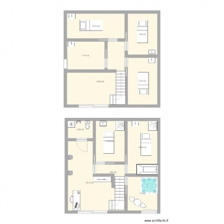 Landouge institut. Plan de 11 pièces et 103 m2
