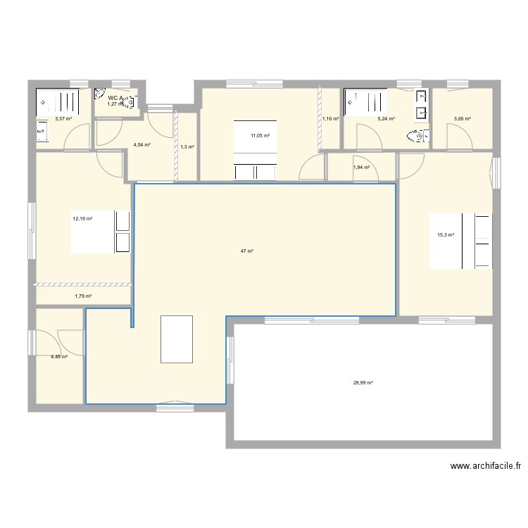 Maison idéale sans meuble version 110. Plan de 0 pièce et 0 m2