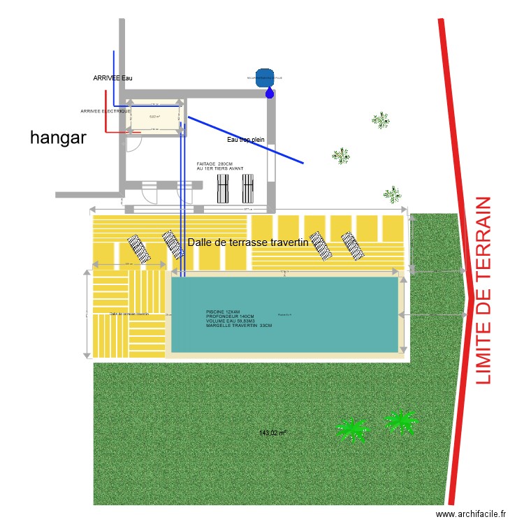 plan piscine DEPOSE. Plan de 1 pièce et 6 m2