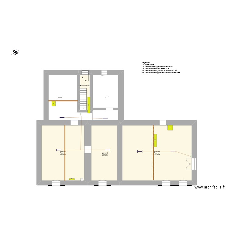 La Mauvinière GRENIER tableau elec. Plan de 4 pièces et 115 m2
