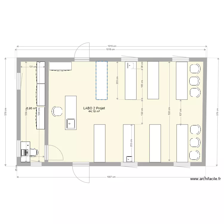 Union salle de TP. Plan de 
