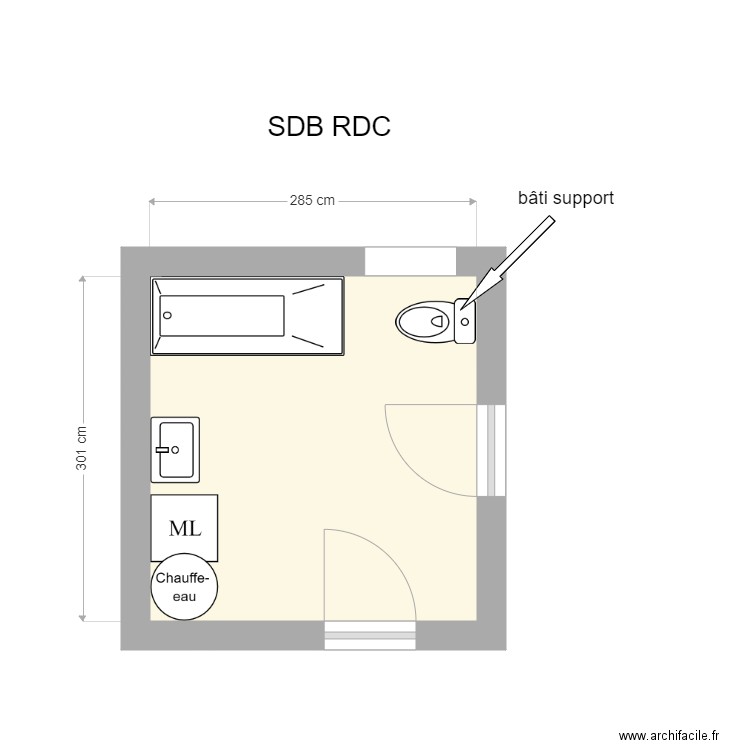 SDB RDC. Plan de 0 pièce et 0 m2